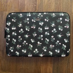 Kate Spade black floral padded laptop case 15”